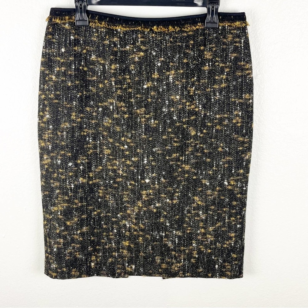 ELIE TAHARI Virgin Wool Alpaca Mohair Blend Lined Tweed Skirt 10 Corpcore Dressy